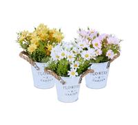 Relaxdays Lot de 3 fausses plantes en pot