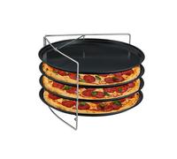 Relaxdays Plaque à pizza 4 pièces avec support