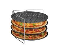 Relaxdays Plaques à pizza 4 pcs avec support
