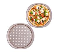 Relaxdays Plaque à Pizzas, Lot de 2, Plat Four perforé, Trous, Acier Carbone, Moule, Antiadhésif, Rond, ∅ 29,5cm, Gris