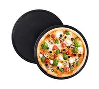 Relaxdays Plaque à pizzas, Lot de 4, Plat à four, Acier au carbone, Moule, Plateau, Antiadhésive, Ronde, ∅ 32 cm, Gris