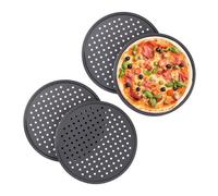 Relaxdays Plaque pizza 32 cm ronde Perforée Moule pizza Plateau Set de 4 Plaque cuisson