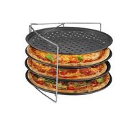 Relaxdays Plaques à pizza 4 pcs avec support