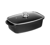 Relaxdays Plat à gratin avec Couvercle en Verre, cocotte 5 L, antiadhésif, pour plaques électriques & au gaz, Noir