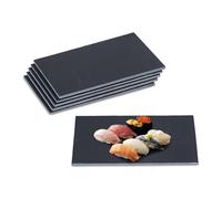 Relaxdays Plat de service, lot 6, rectangulaire, noir | pour servir fromage/sushis/desserts, 26 x 16 cm