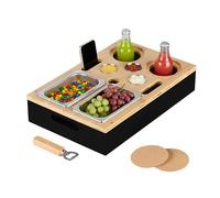 Relaxdays Plateau canapé, contenants Pratiques, Support en Bambou, pour Une soirée conviviale sur Le Sofa, Noir & Nature