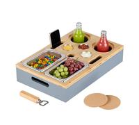 Relaxdays Plateau canapé, contenants Pratiques, Support en Bambou, pour Une soirée conviviale sur Le Sofa, Gris & Nature
