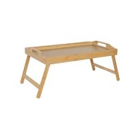 Relaxdays Plateau de lit Pliable en Bambou/MDF, Support Tablette & Smartphone, Naturel, 24x60x30 cm
