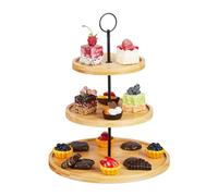 Relaxdays Plateau de service bambou 3 niveaux