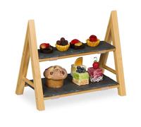 Relaxdays Plateau de service en bambou et ardoise
