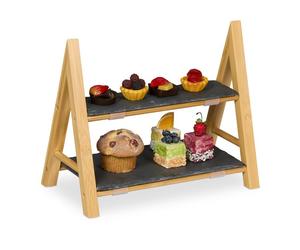 Relaxdays Plateau de service en bambou et ardoise