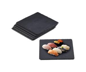 Relaxdays Plateau en ardoise carré lot de 12