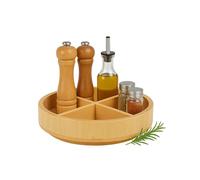 Relaxdays Plateau tournant en bambou, 360° rotatif, 4 compartiments, H x P : 6 x 23,5 cm, organiseur à épices.