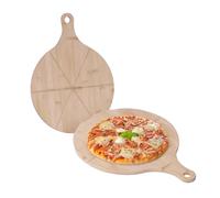 Relaxdays Plateaux à Pizza, Lot de 2, Ø 33 cm, Bambou, Naturel, pour Pizza, Tarte flambée, Fromage