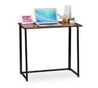 Relaxdays Pliable, Table Bureau à Plier, Travail Maison, 74x80x45cm, Brun-Noir, Panneau de Particules, Fer, Marron, 74,5 x 80 x 45 c