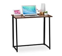 Relaxdays Pliable, Table Bureau à Plier, Travail Maison, 74x80x45cm, Brun/Noir, Panneau de Particules, Fer, Marron, 74,5 x 80 x 45 cm