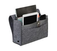 Relaxdays Poche de lit, à suspendre, feutre, 6 compartiments, rangement, organisateur HLP 27x31,5x11,5 cm, gris foncé
