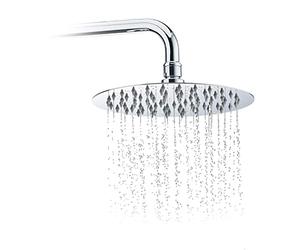 Relaxdays Pommeau de douche rond pluie tête de douche 200 mm pomme en inox effet miroir brillant, argenté