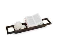 Relaxdays Pont de Baignoire Bambou, 70cm de Large, Tablette de Salle de Bain à Suspendre, Tablette à Accessoires, Marron