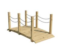 Relaxdays Pont de Jardin, Sapin, poteaux et chaînes, HxLxP 55 x 150 x 67 cm, Naturel, Pont en Bois pour Bassin