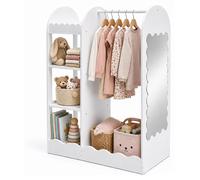 Relaxdays, portant à manteaux pour enfants, avec miroir, 5 compartiments, barre à vêtements, dimensions : 100 x 94 x 38 cm, armoire pour enfants, blanc