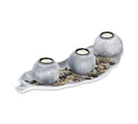 Relaxdays Porte-Bougies avec Plateau, 50 cm, Pierres décoratives, déco de Table, Salon, Salle à Manger, Gris/Blanc