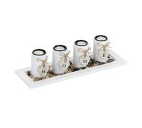Relaxdays Porte-bougies avec plateau et pierres