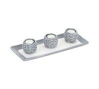 Relaxdays Porte-Bougies avec Plateau, pour Salle à Manger, Salon, bougeoirs, Sable décoratif, Aspect Shabby, Gris/Blanc