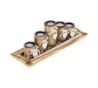 Relaxdays Porte-bougies effet bois avec plateau