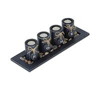 Relaxdays Porte-Bougies lot avec Plateau et Pierres, 39,5 cm de Longueur, décoration Table Salon, bougeoir «Home», Noir