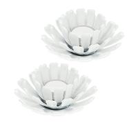 Relaxdays Porte-Bougies, Lot de 2, Design Fleur, bougeoir Fonte, intérieur, extérieur, HxD: 6x13,5 cm, Blanc