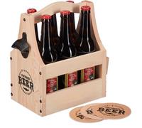 Relaxdays - Porte-Bouteille En Bois, Avec Décapsuleur, 6 Bouteilles, Caisson, Cadeau Pour La Fête Des Pères, Nature