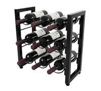 Relaxdays Porte-Bouteilles 9 Bouteilles, métal, H x L x P : 36 x 35 x 17 cm, Support Debout pour Cuisine & Bar, Noir