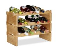 Relaxdays Porte-bouteilles empilable en bambou