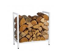 Relaxdays Porte-bûches en métal Blanc, étagère à Bois de Chauffage, 62,5 x 65 x 30,5 cm
