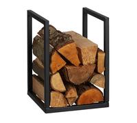 Relaxdays Porte-bûches métal H x L x P : 40 x 30 x 30 cm rangement intérieur empilage bois de chauffage noir