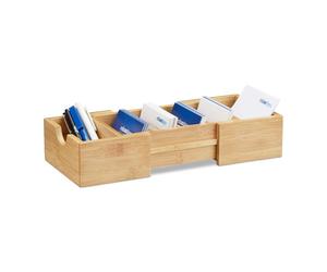 Relaxdays Porte cartes de visite A8 bambou support