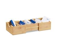 Relaxdays Porte cartes de visite A8 bambou support cartes de visite ajustable H x l x P: 5,5 x 13 x 30 cm, nature
