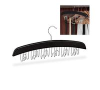 relaxdays Porte-Ceinture, Armoire, Dressing, 12 Crochets rotatifs à 360°, Bois, 17,5 x 43 x 5,5 cm, Noir/argenté