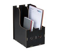 Relaxdays Porte-Documents, 2 Compartiments, Format A4, cahiers & dossiers, Bureau et école, Range-Magazines, MDF, Noir