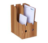 Relaxdays Porte-documents, 2 compartiments, format A4, cahiers & dossiers, bureau et école, range-magazines, MDF, marron