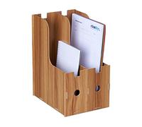 Relaxdays Porte-Documents, 2 Compartiments, Format A4, cahiers & dossiers, Bureau et école, Range-Magazines, MDF, Marron