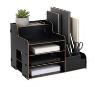 Relaxdays porte-documents A4, porte-revues, bureau, home office, noir | Dimensions : H x L x P = 28 x 37 x 29 cm, range-bureau