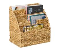 Relaxdays Porte-documents, aspect tressé, 4 compartiments spacieux, H x L x P : 41 x 40 x 25 cm, nature