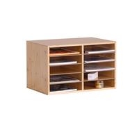 Relaxdays Porte-Documents en Bambou, A4, 10 Compartiments, Bureau, télétravail, 31 x 49 x 31 cm, Organiseur, Naturel