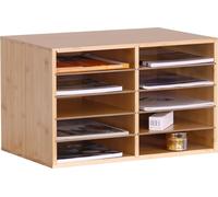 Relaxdays - Porte-documents en bambou, format A4, 10 compartiments, bureau, bureau à domicile, dimensions : 31 x 49 x 31 cm, organiseur de bureau, couleur naturelle