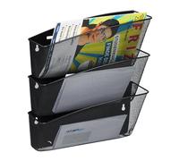 Relaxdays Porte-Documents Mural en Lot de 3, pour revues et Magazines, en métal, H x L x P : 39x36x12 cm, Noir