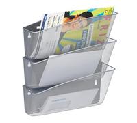 Relaxdays Porte-Documents Mural en Lot de 3, pour revues et Magazines, en métal, H x L x P : 39x36x12 cm, argenté