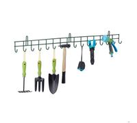 Relaxdays Porte-instruments outils de jardin, 16 crochets, jusqu’à 80 kg, mural, HLP : 12x100x5 cm, porte-outils, vert