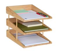 Relaxdays Porte-Lettres en Bambou, 3 étages à Utiliser Ensemble ou séparément, pour Le Bureau, Nature